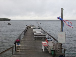 On a clear day, the views from Perry's lobster shack in surry, Maine, extend over the ocean to Mount Desert Island.Hilary Nangle photo.