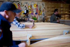 Grain Surfboards of York, Maine, has almost a cult-like following for its handmade wooden surfboards, and you can build your own in a Grain workshop. Courtesy photo. 