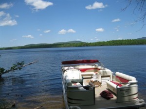 Learn about the towns lost when Flagstaff Lake was created on a pontoon boat tour of the lake, then spend two nights at Maine Huts and Trails Flagstaff Hut. Photo courtesy Maine Huts & Trails.