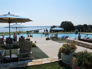 It would be easy to spend the day at the Samoset Resort's pool, enjoying a light lunch at the Splash Bar and perhaps playing games on the adjacent lawn. Hilary Nangle photo. 