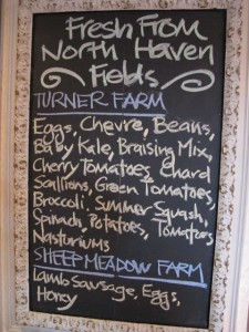 North Haven Island produce and meats are featured at the Nebo Lodge Restaurant on North Haven Island. Hilary Nangle photo.