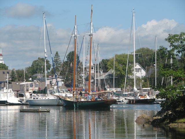 A sneak peek toward Kennebunkport's Dock Square from the Franciscan Monastery grounds. 