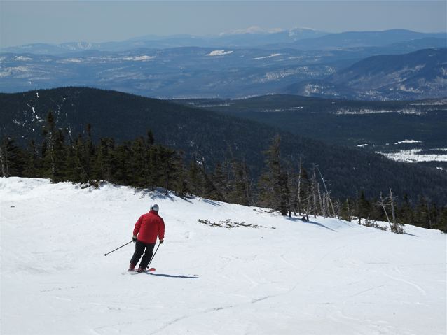 Nancy on Timberline; Mt. Washington and Sunday River in background