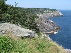 Just looking at the ocean crashing on Monhegan's cliffs is cooling on a hot day. Hilary Nangle photo. 