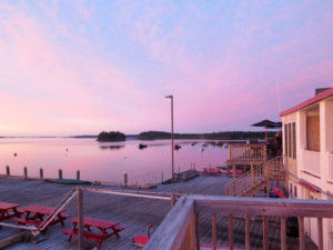 Sunsets and sunrises are dreamy when viewed from the Inn on the Wharf, one of my favorite cheap sleeps in Lubec. ©Hilary Nangle