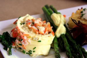 Egg roulade with lobster is one of innkeeper Dana Moos' signature dishes at the Pomegranate Inn, in Portland, Maine. She shares the recipe in her cookbook, The Art of Breakfast (Down East Books, 2010)