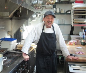 Chef Jason Williams serves just-picked fare prepared from scratch at The Well REstaurant on Jordan's Pond, in Cape Elizabeth, maine. Hilary Nangle photo. 