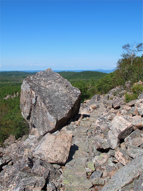 The views open up as you ascend the Beachcroft Trail in Acadia National Park, Maine. Hilary Nangle photo.