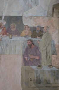 Juried artists frescoed the scenes on the South Solon Meeting House walls and celing in the mid 1950s. Tom Nangle photo