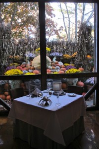 The scene outside the back window of the White Barn Inn is as choreographed to the season as the dining experience. Hilary Nangle photo. 
