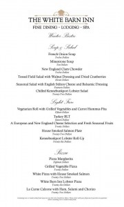 Nibbles Bites Bistro Menu At The White Barn Inn Dinner At The