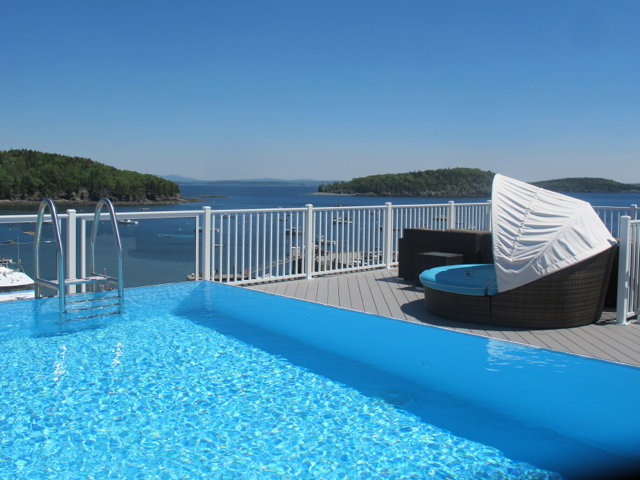 Rooftop pool, West Street Hotel, Bar Harbor. @Hilary Nangle