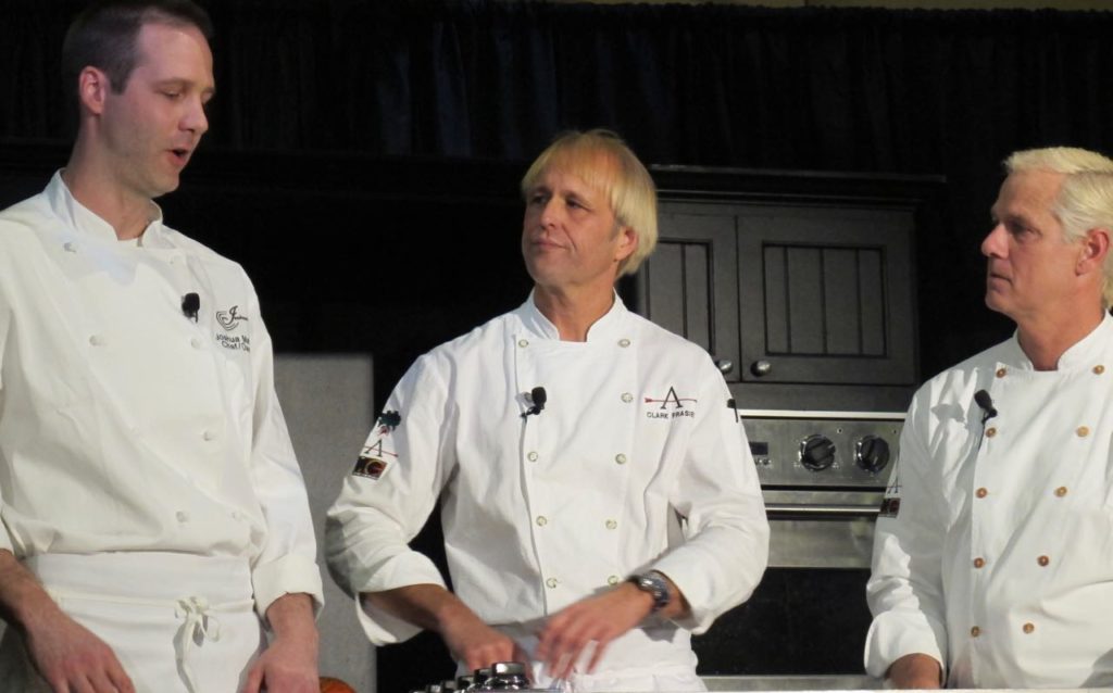 three chefs in a harvest on the harbor program