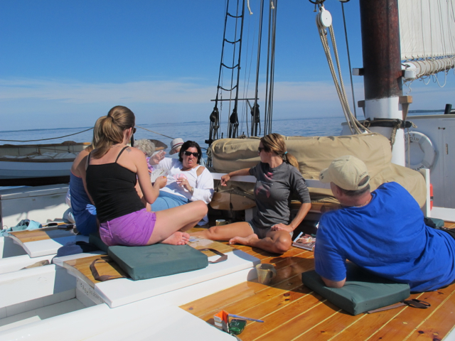 Guests relaxing aboard the Riggin. Hilary Nangle photo