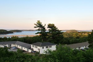 The Wonderview hotel looks out over Frenchman Bay