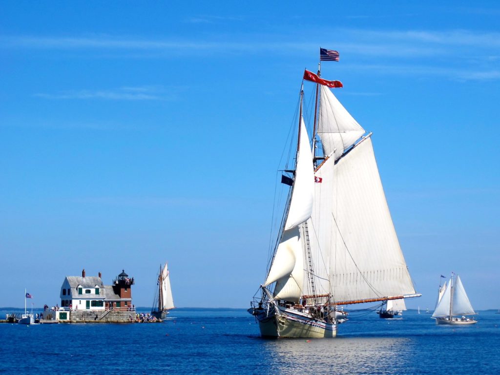 best of Rockland Windjammers sailing by Rockland Breakwater Light