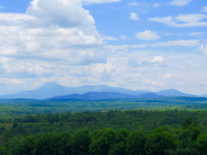 Katahdin dominates the landscape from one of the pullouts along the Katahdin Woods & Waters Scenic Byway. ©Hilary Nangle