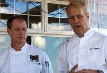 Chefs Mark Gaier & Clark Frasier on the oceanfront deck of MC Perkins Cove in Ogunquit. ©Hilary Nangle