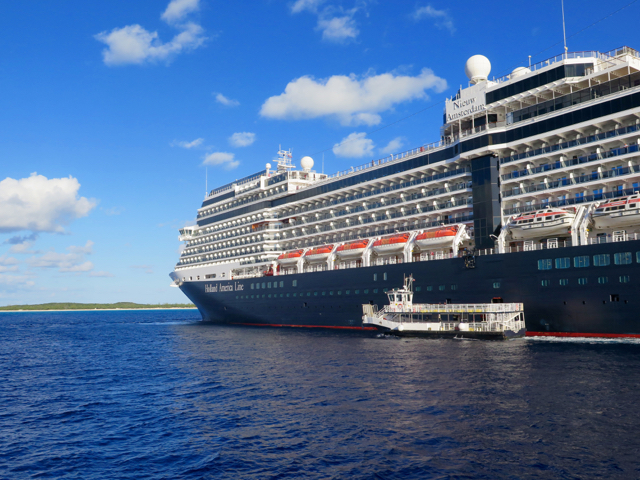 Excursion boats tender passengers to and from Holland America Line's private island in the Bahamas. ©Hilary Nangle photo