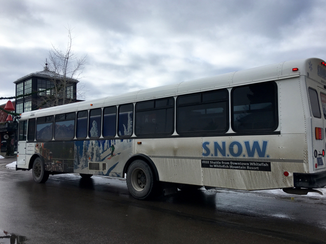 There's no need to have a car in Why Whitefish? Thanks to the free transportation system connecting the town with the mountain. ©Hilary Nangle