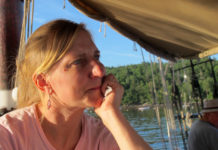 Chef/Capt. Annie Mahle spends most of her time aboard the schooner J&E Rigiin in the galley. ©Hilary Nangle