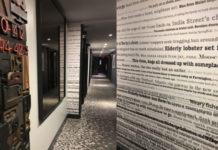 The Press Hotel in Portland, Maine, is decorated with a newspaper theme honoring the building's former life as home to the state's largest paper. ©Hilary Nangle
