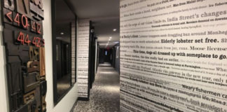 The Press Hotel in Portland, Maine, is decorated with a newspaper theme honoring the building's former life as home to the state's largest paper. ©Hilary Nangle