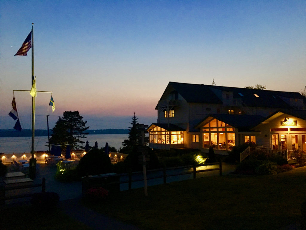 Hard to beat these views from the Spruce Point Inn in Boothbay Harbor, Maine. Maine's Spruce Point Inn, a full-service, family oriented resort, hugs the east shore of Boothbay Harbor. ©Hilary Nangle