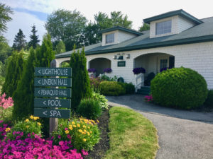 Guestrooms at the Spruce Point Inn are spread out in lodges, cottages, and townhomes in addition to the main inn. ©Hilary Nangle