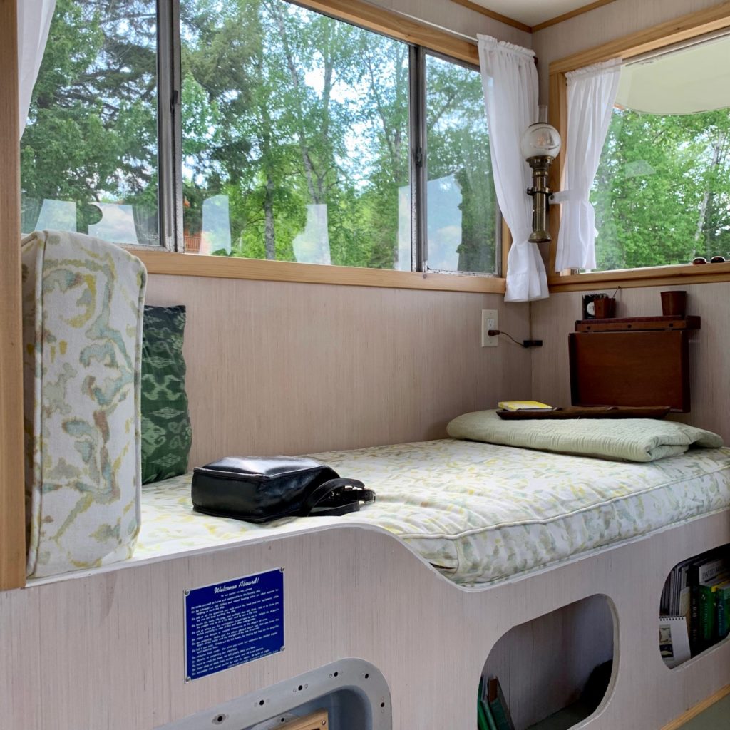 one of three beds aboard the houseboat