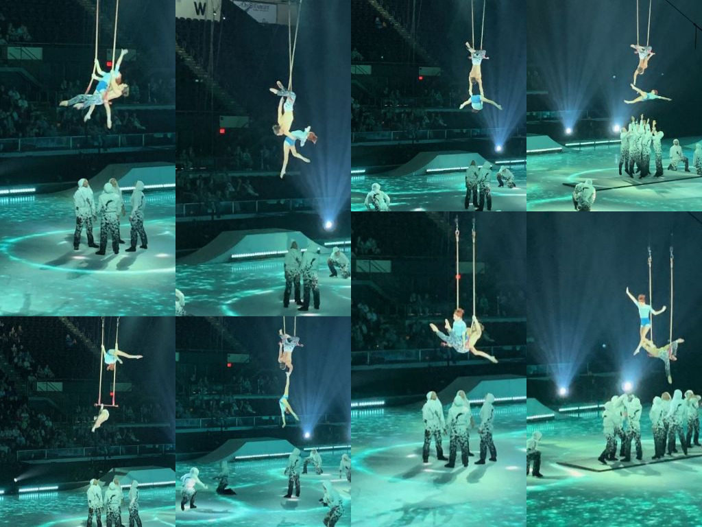Crystal athletes on trapeze