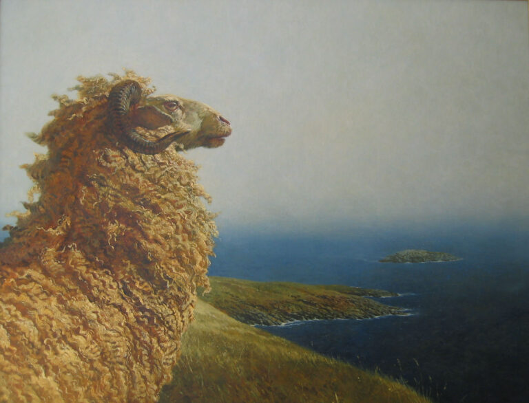 James Wyeth, Islander, 1975, Oil on canvas, 34 x 44 3/8 inches, Collection of the Farnsworth Art Museum
